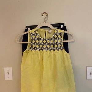 Jcrew yellow and navy embroidered top